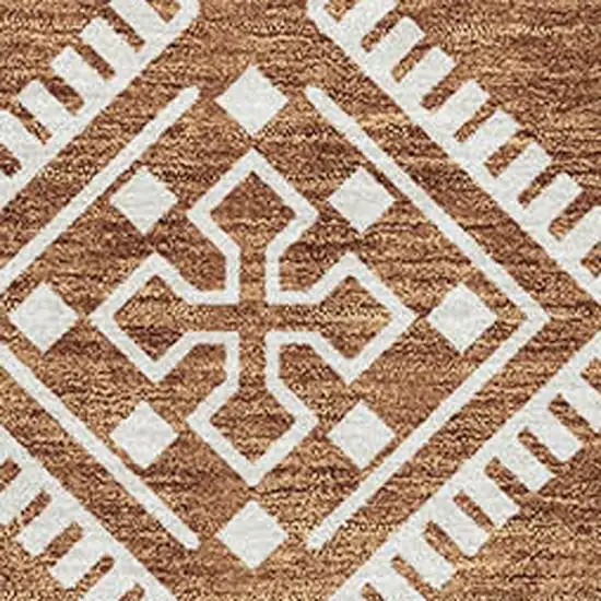 Rust And Ivory Southwestern Washable Area Rug With UV Protection Photo 3