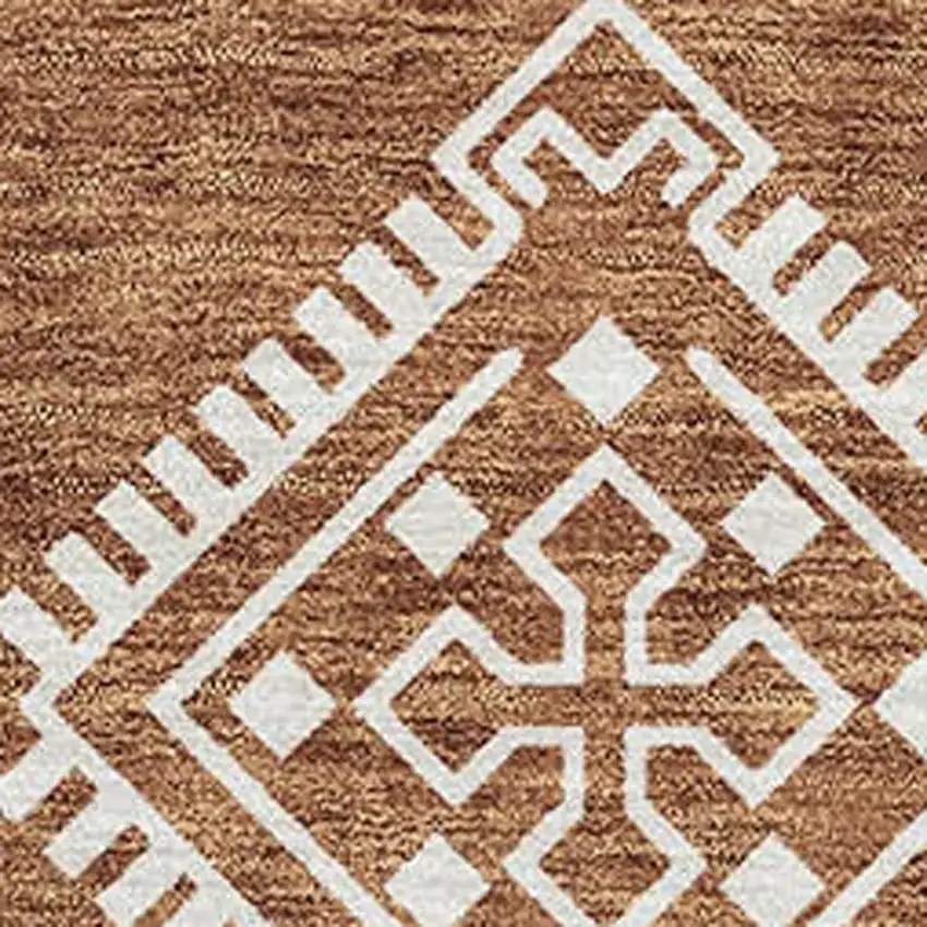 Rust And Ivory Southwestern Washable Area Rug With UV Protection Photo 3