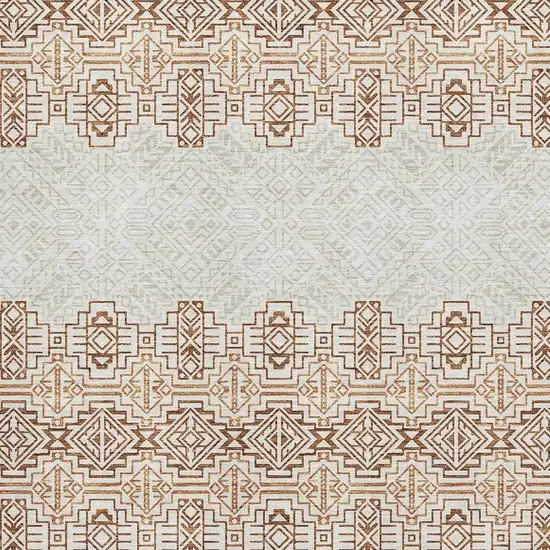 Rust And Ivory Southwestern Washable Area Rug With UV Protection Photo 2
