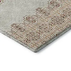 Photo of Rust And Ivory Southwestern Washable Area Rug With UV Protection