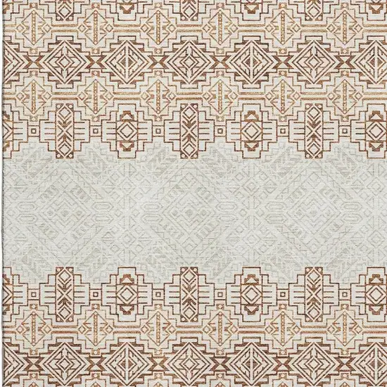 Rust And Ivory Southwestern Washable Area Rug With UV Protection Photo 2