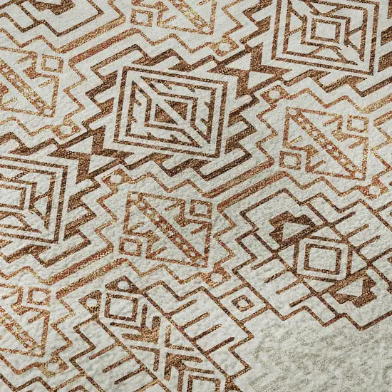 Rust And Ivory Southwestern Washable Area Rug With UV Protection Photo 9