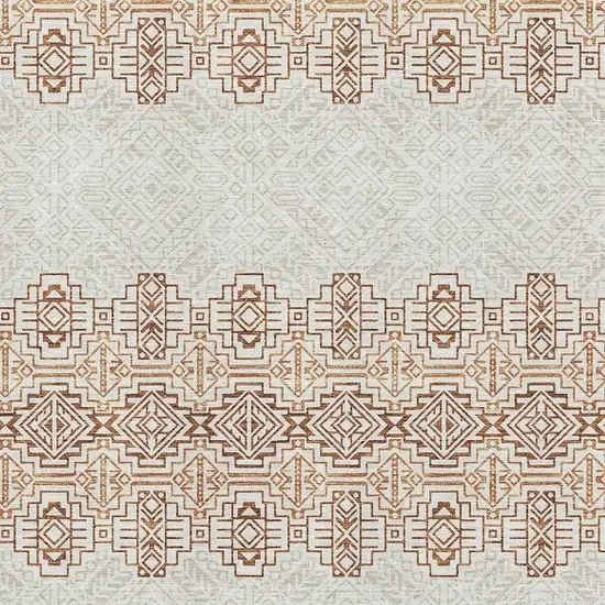 Rust And Ivory Southwestern Washable Area Rug With UV Protection Photo 2