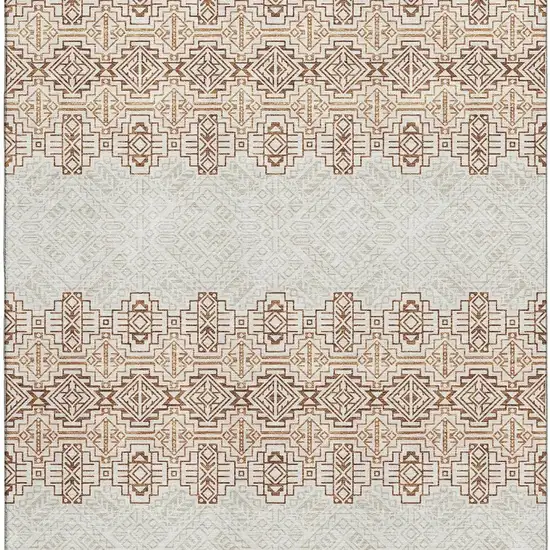 Rust And Ivory Southwestern Washable Area Rug With UV Protection Photo 2