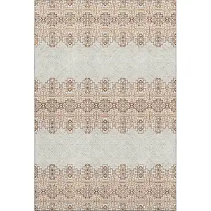 Photo of Rust And Ivory Southwestern Washable Area Rug With UV Protection