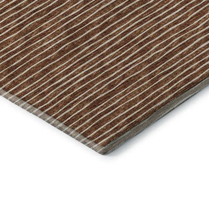 Rust And Ivory Striped Washable Area Rug With UV Protection Photo 8