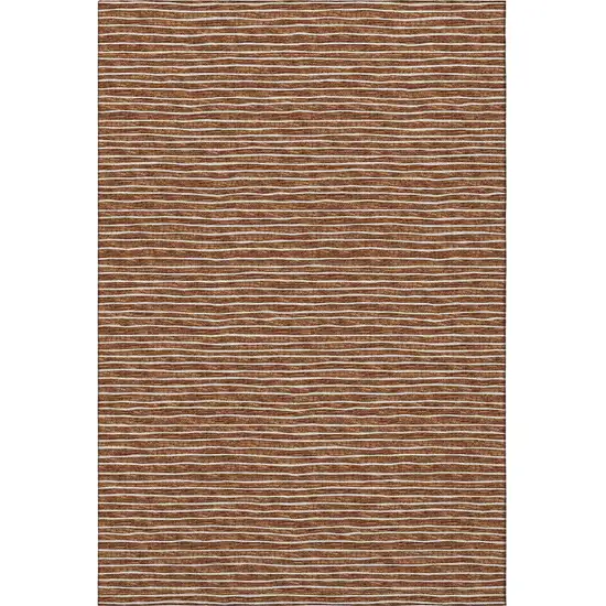 Rust And Ivory Striped Washable Area Rug With UV Protection Photo 4
