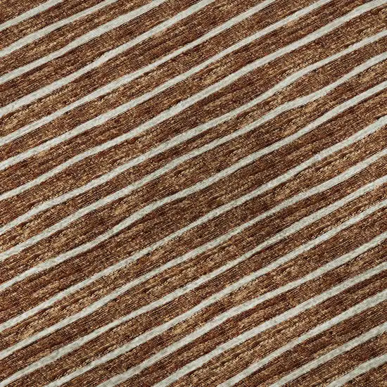 Rust And Ivory Striped Washable Area Rug With UV Protection Photo 9