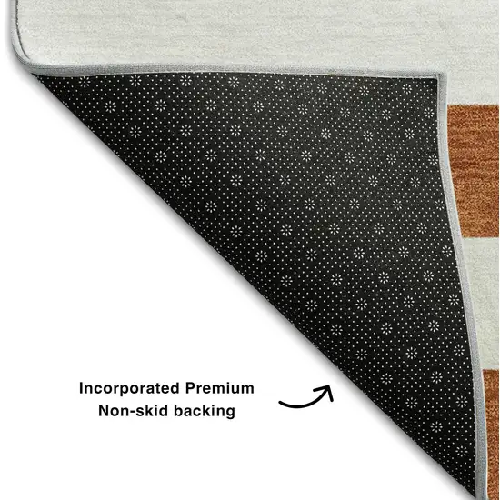 Rust And Ivory Striped Washable Area Rug With UV Protection Photo 9