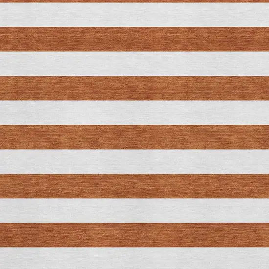 Rust And Ivory Striped Washable Area Rug With UV Protection Photo 3