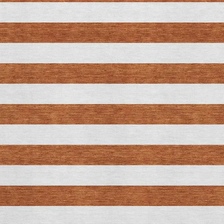 Rust And Ivory Striped Washable Area Rug With UV Protection Photo 3