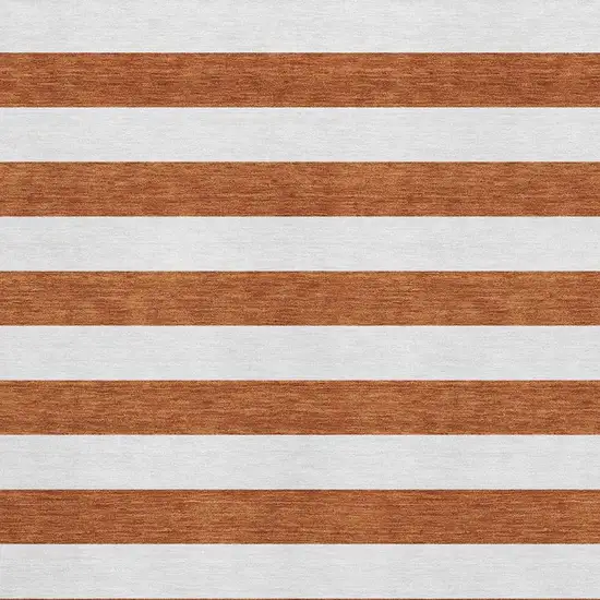Rust And Ivory Striped Washable Area Rug With UV Protection Photo 7