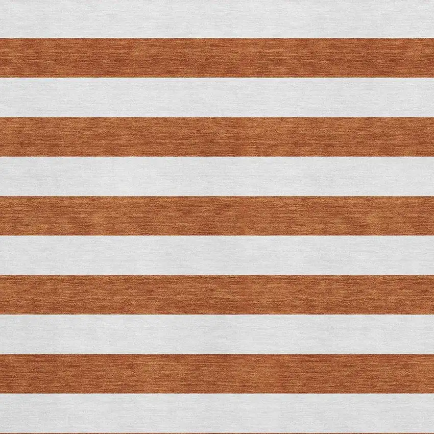 Rust And Ivory Striped Washable Area Rug With UV Protection Photo 7