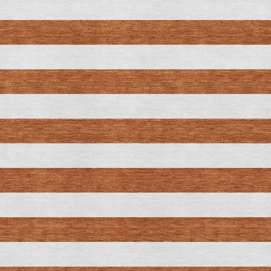 Rust And Ivory Striped Washable Area Rug With UV Protection Photo 8