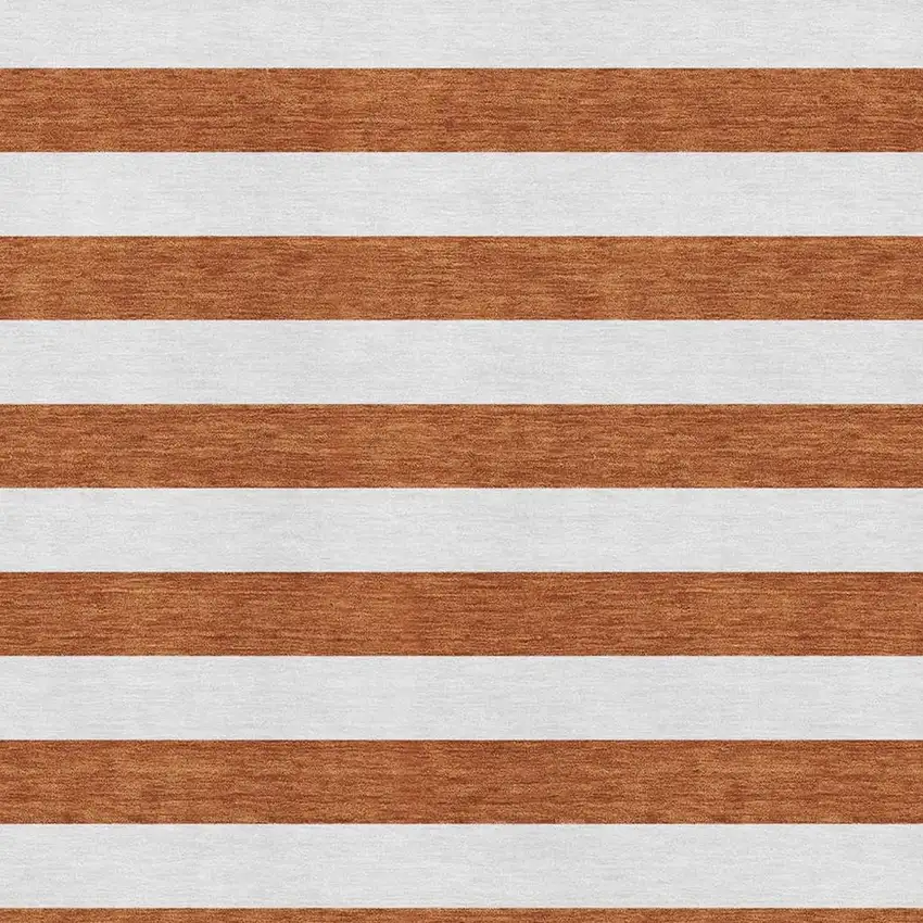 Rust And Ivory Striped Washable Area Rug With UV Protection Photo 8