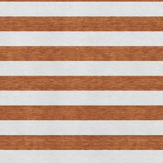 Rust And Ivory Striped Washable Area Rug With UV Protection Photo 3