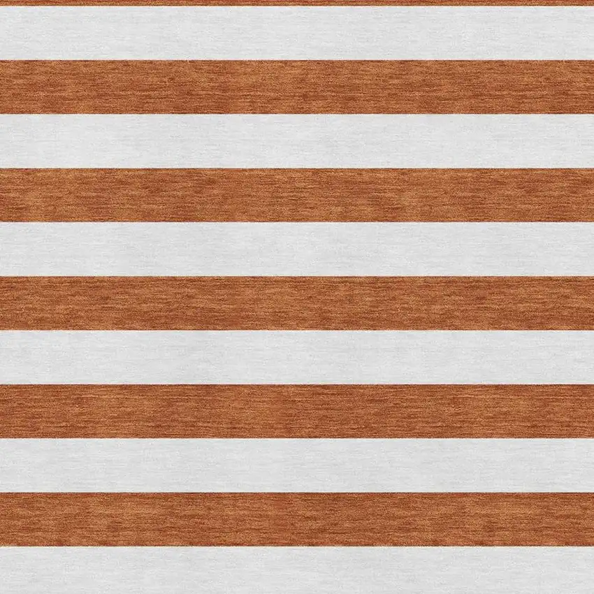 Rust And Ivory Striped Washable Area Rug With UV Protection Photo 3