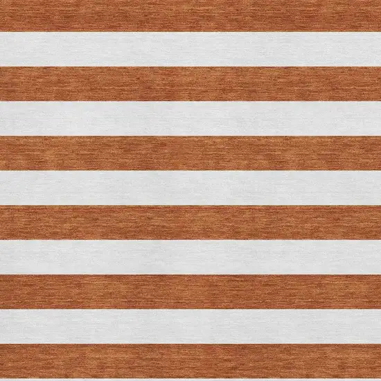 Rust And Ivory Striped Washable Area Rug With UV Protection Photo 8