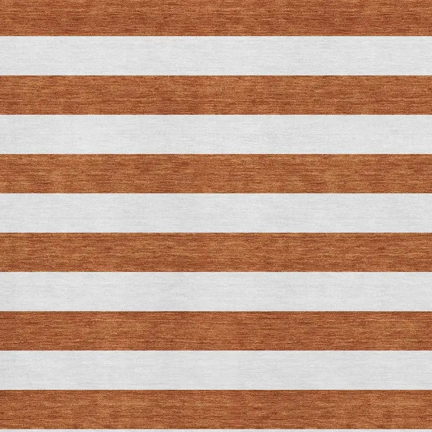 Rust And Ivory Striped Washable Area Rug With UV Protection Photo 8