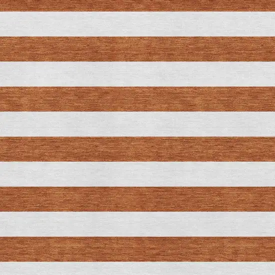 Rust And Ivory Striped Washable Area Rug With UV Protection Photo 3