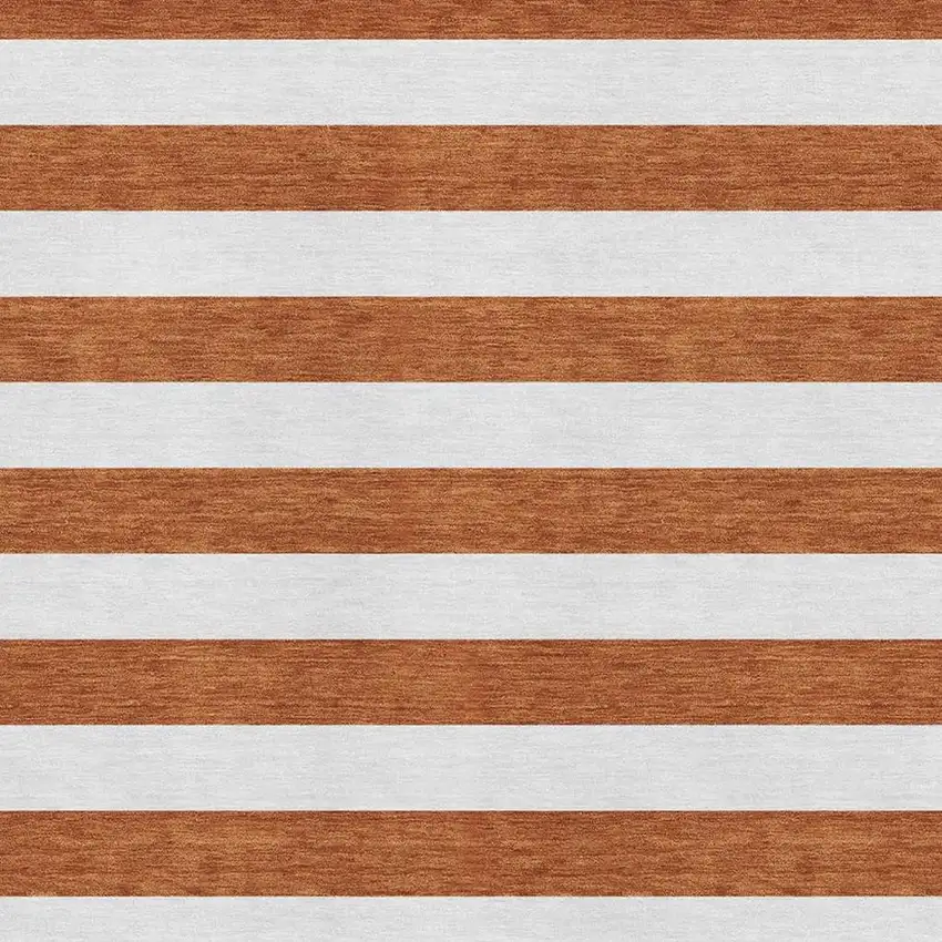 Rust And Ivory Striped Washable Area Rug With UV Protection Photo 3