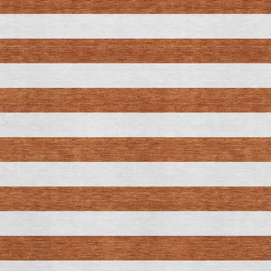 Rust And Ivory Striped Washable Area Rug With UV Protection Photo 3