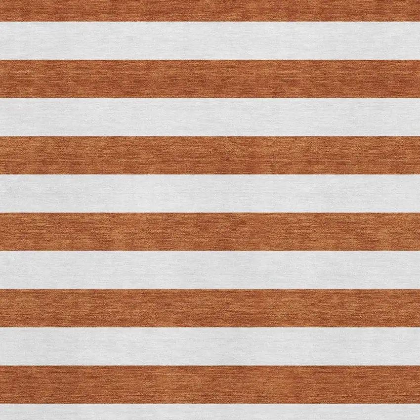 Rust And Ivory Striped Washable Area Rug With UV Protection Photo 3