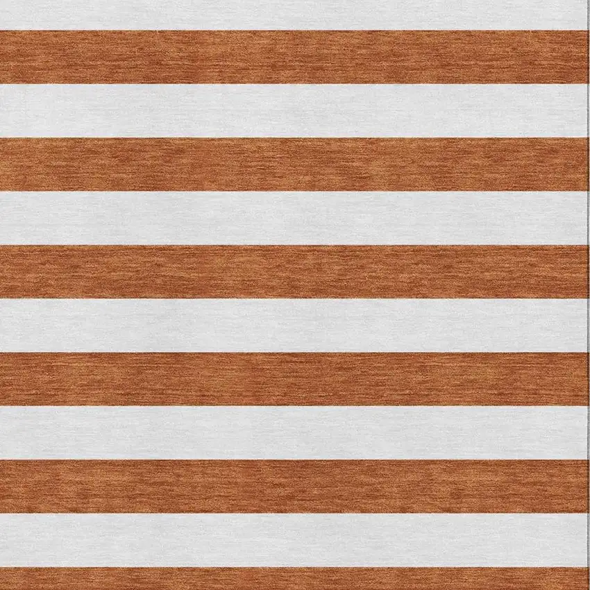 Rust And Ivory Striped Washable Area Rug With UV Protection Photo 8