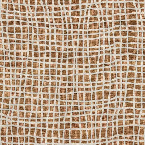 Rust And Ivory Striped Washable Area Rug With UV Protection Photo 3