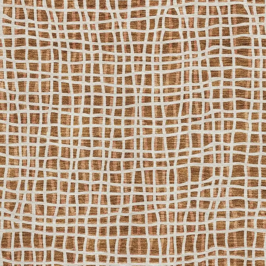 Rust And Ivory Striped Washable Area Rug With UV Protection Photo 3