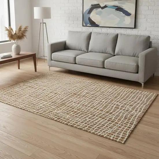 Rust And Ivory Striped Washable Area Rug With UV Protection Photo 2