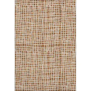Photo of Rust And Ivory Striped Washable Area Rug With UV Protection