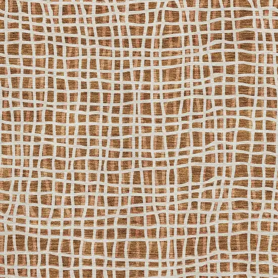 Rust And Ivory Striped Washable Area Rug With UV Protection Photo 3