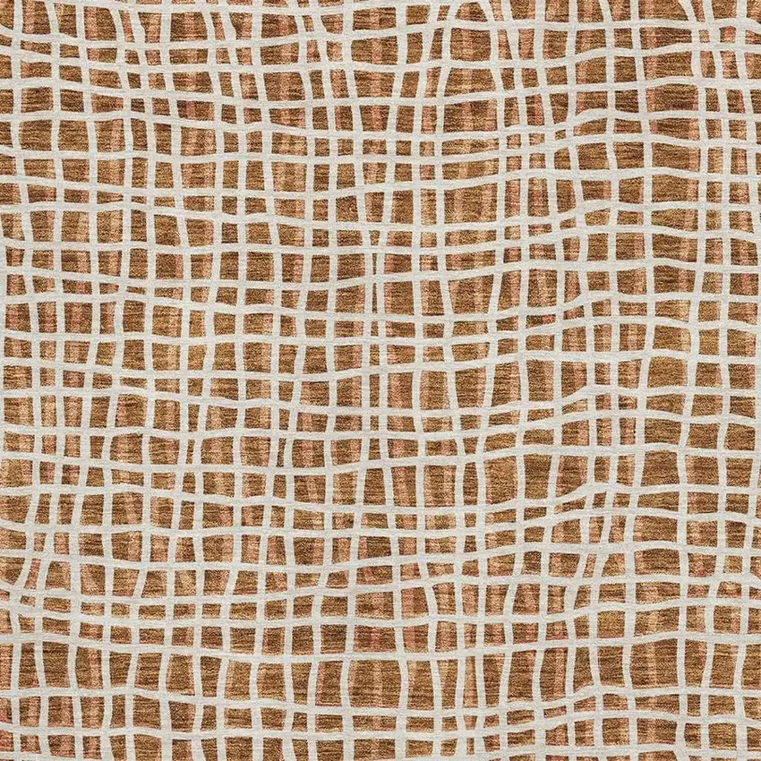 Rust And Ivory Striped Washable Area Rug With UV Protection Photo 3