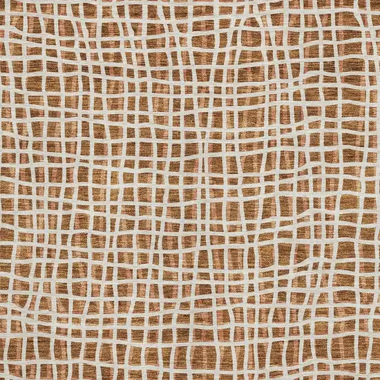 Rust And Ivory Striped Washable Area Rug With UV Protection Photo 3