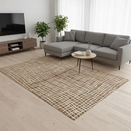 Rust And Ivory Striped Washable Area Rug With UV Protection Photo 2