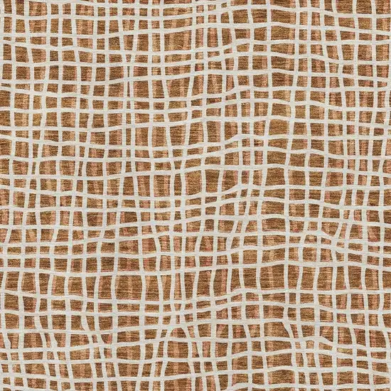 Rust And Ivory Striped Washable Area Rug With UV Protection Photo 3