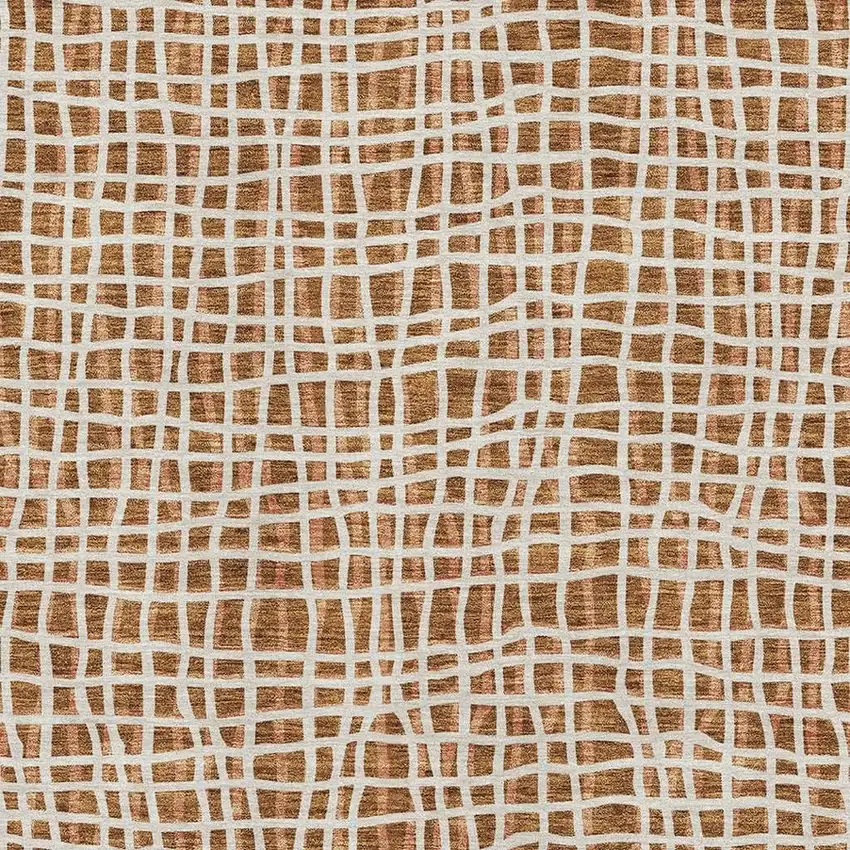 Rust And Ivory Striped Washable Area Rug With UV Protection Photo 3