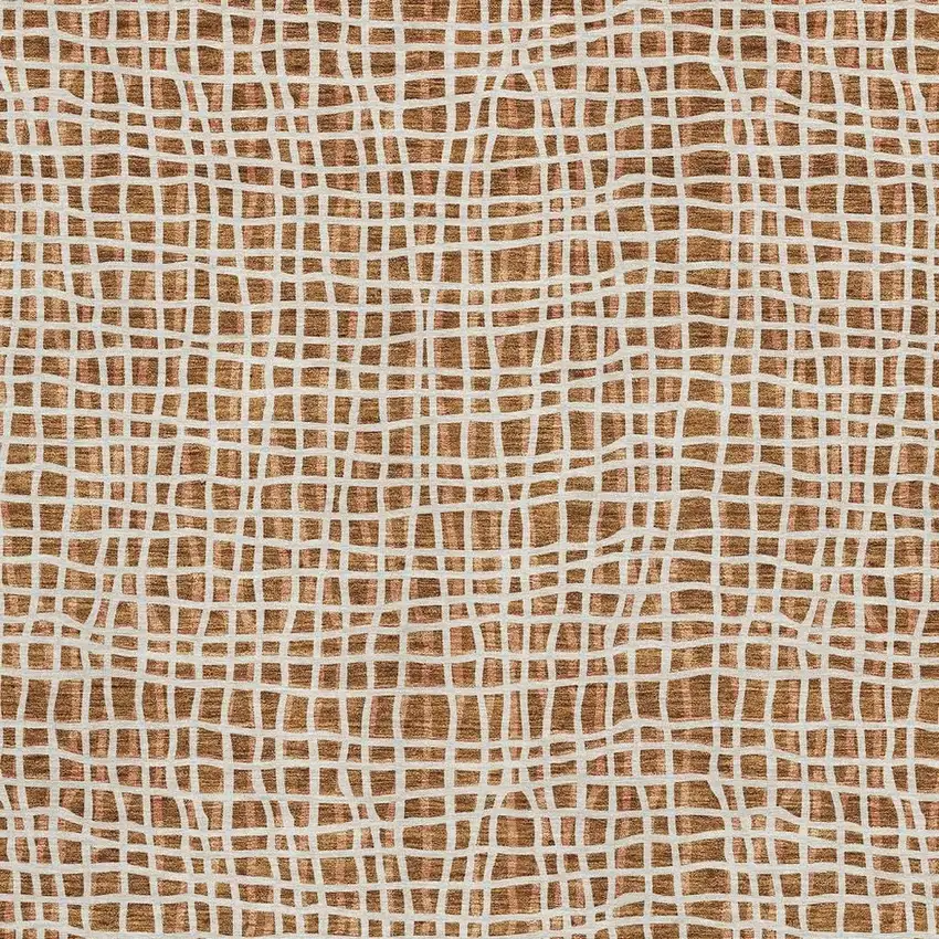 Rust And Ivory Striped Washable Area Rug With UV Protection Photo 3