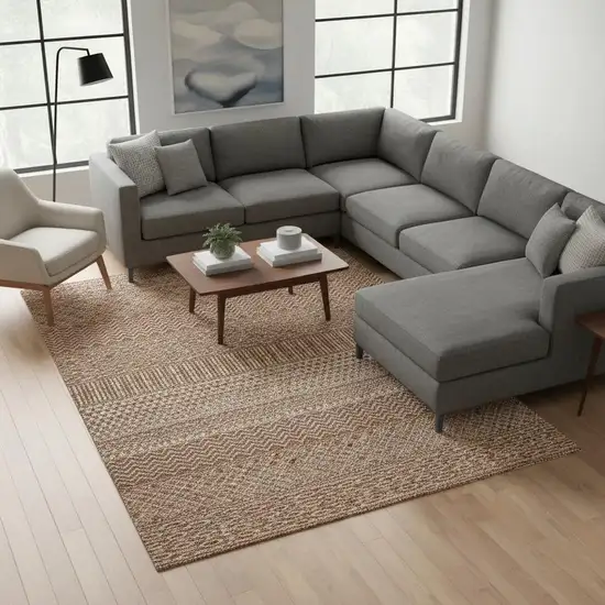 Rust And Ivory Striped Washable Area Rug With UV Protection Photo 2