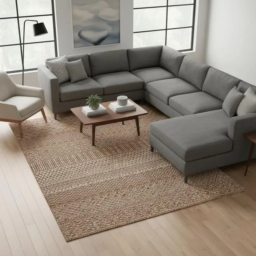 Rust And Ivory Striped Washable Area Rug With UV Protection Photo 2