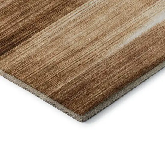 Rust And Ivory Striped Washable Area Rug With UV Protection Photo 4