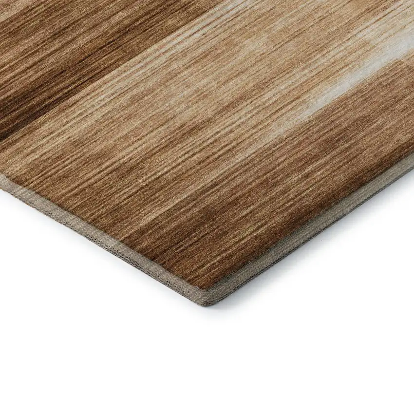 Rust And Ivory Striped Washable Area Rug With UV Protection Photo 4