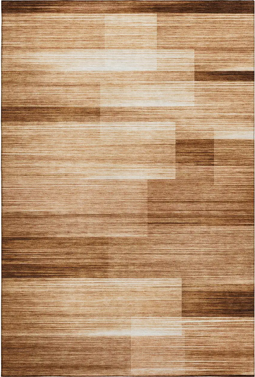 Rust And Ivory Striped Washable Area Rug With UV Protection Photo 2