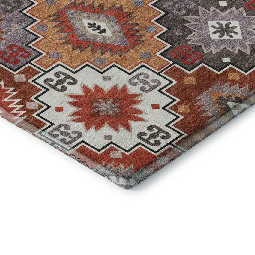 Rust And Lavender Geometric Washable Area Rug With UV Protection Photo 7
