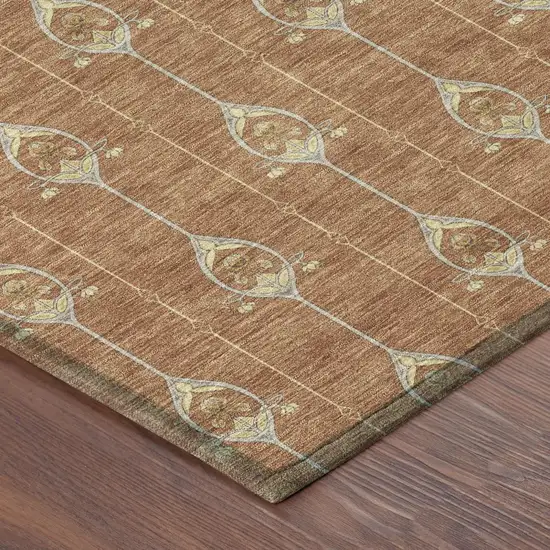 Rust And Linen Geometric Washable Indoor Outdoor Area Rug Photo 7