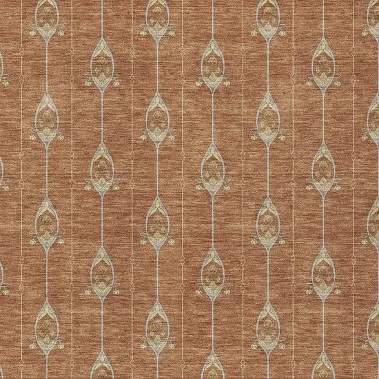 Rust And Linen Geometric Washable Indoor Outdoor Area Rug Photo 5