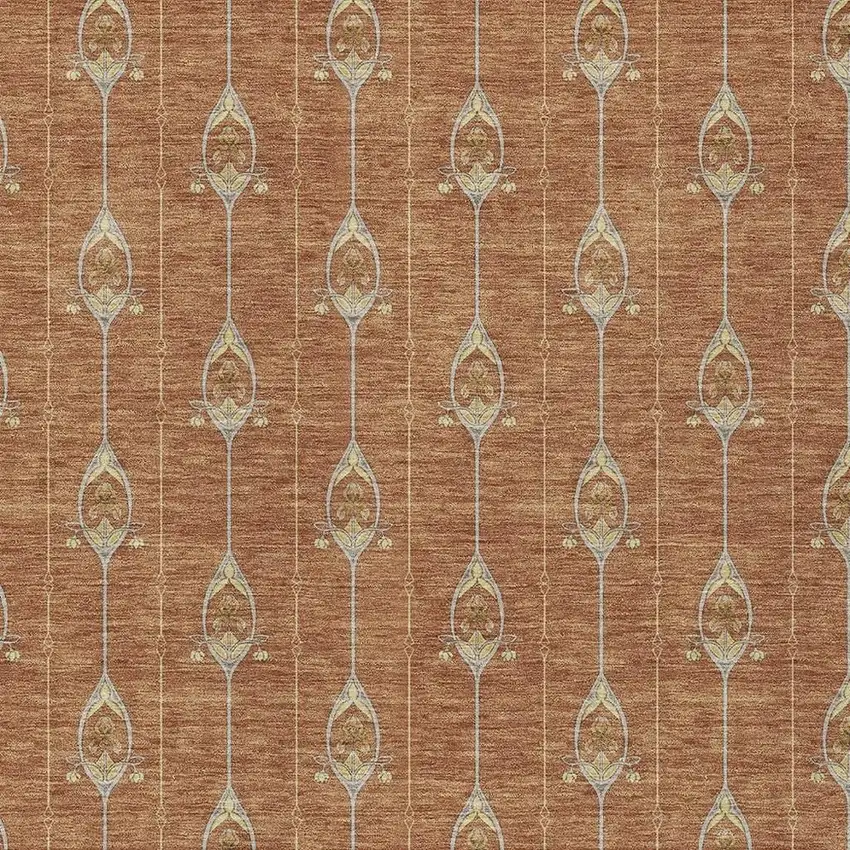 Rust And Linen Geometric Washable Indoor Outdoor Area Rug Photo 5
