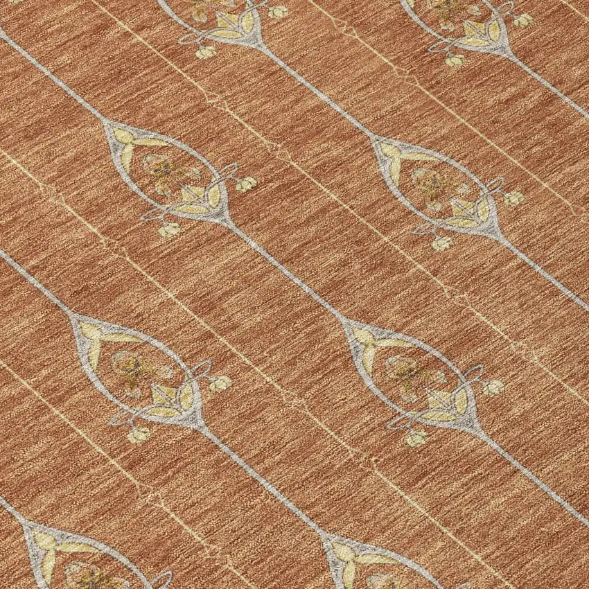 Rust And Linen Geometric Washable Indoor Outdoor Area Rug Photo 8