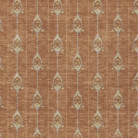 Rust And Linen Geometric Washable Indoor Outdoor Area Rug Photo 3